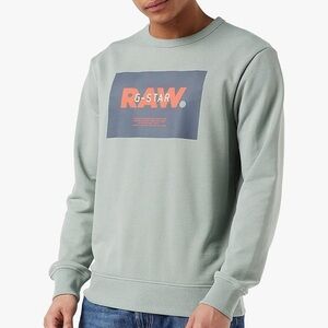 G-Star Raw Men's Premium Graphic Crew Neck Sweatshirt Iceberg Green Small